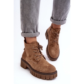 Sergio Leone Bottines à lacets isolées en daim, Beige foncé, Bjorg 5