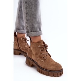 Sergio Leone Bottines à lacets isolées en daim, Beige foncé, Bjorg 6