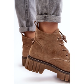 Sergio Leone Bottines à lacets isolées en daim, Beige foncé, Bjorg 7