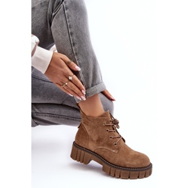 Sergio Leone Bottines à lacets isolées en daim, Beige foncé, Bjorg 8