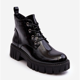 Sergio Leone Bottines À Lacets Isolées En Cuir Verni Noir Bjorg 2