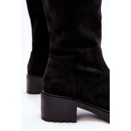 Bottes plates en daim pour femmes noires Saranai le noir 4