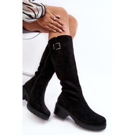 Bottes plates en daim pour femmes noires Saranai le noir 5