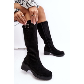 Bottes plates en daim pour femmes noires Saranai le noir 6