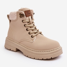 Bottines En Cuir Avec Peau De Mouton Pour Femme, Beige Clair, Lynnvia 2
