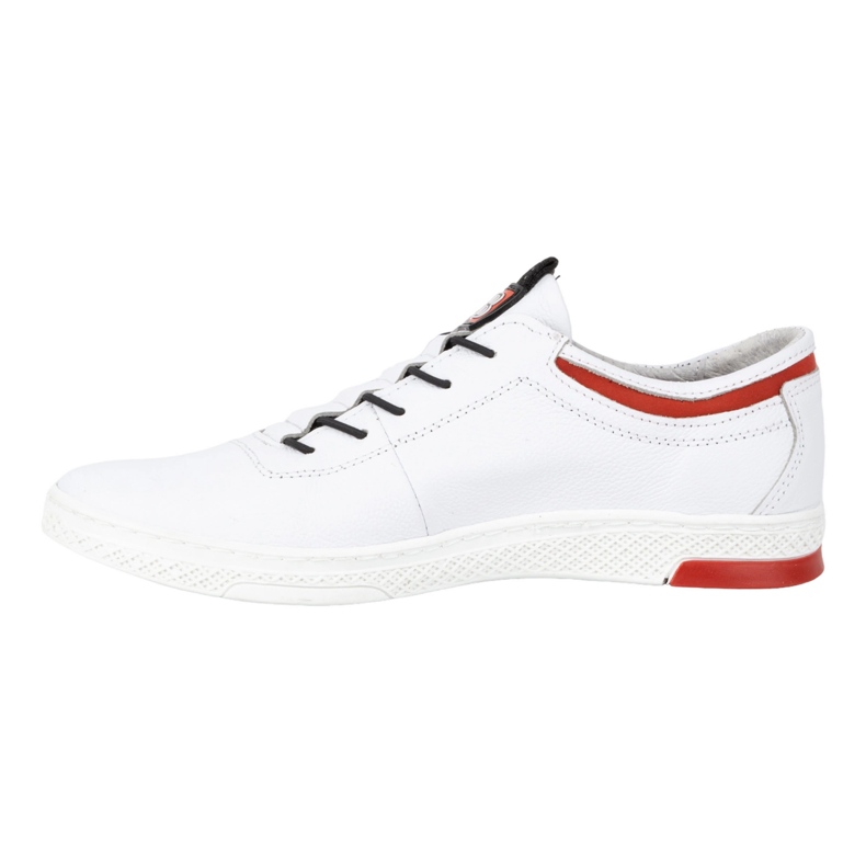 Polbut Chaussures de sport décontractées en cuir pour hommes K23, blanches avec rouge 1 Polbut Chaussures de sport décontractées en cuir pour hommes K23, blanches avec rouge 1