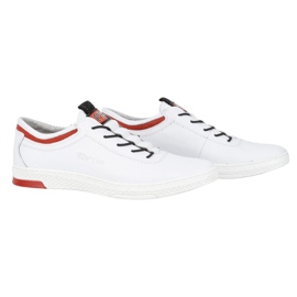 Polbut Chaussures de sport décontractées en cuir pour hommes K23, blanches avec rouge 2 Polbut Chaussures de sport décontractées en cuir pour hommes K23, blanches avec rouge 2