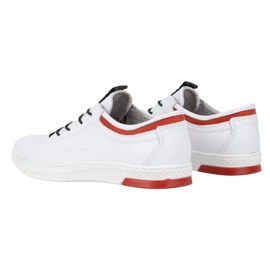 Polbut Chaussures de sport décontractées en cuir pour hommes K23, blanches avec rouge 4 Polbut Chaussures de sport décontractées en cuir pour hommes K23, blanches avec rouge 4