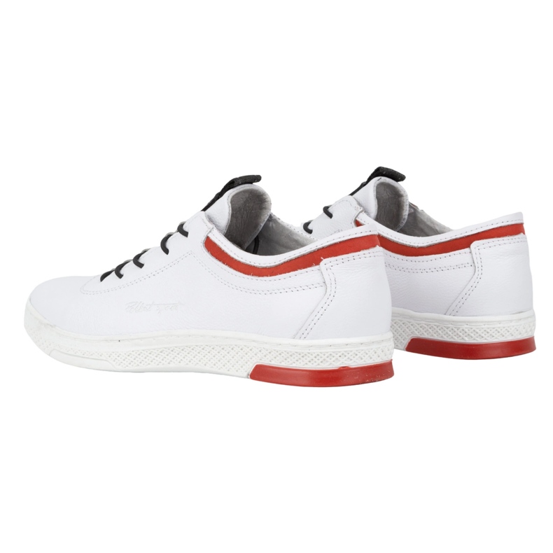 Polbut Chaussures de sport décontractées en cuir pour hommes K23, blanches avec rouge 4 Polbut Chaussures de sport décontractées en cuir pour hommes K23, blanches avec rouge 4