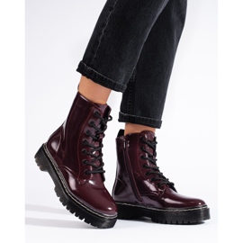 Vinceza Bottes à lacets pour femmes sur la plate-forme marron Shelovet rouge 1