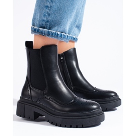 Bottines Chelsea ajourées noires Shelovet le noir 1
