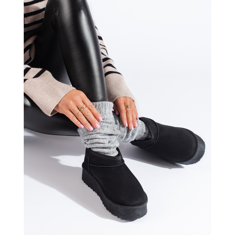 Bottes de neige courtes à plateforme Shelovet noires 1