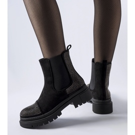 Bottines noires avec zircons Grinzane en éco-daim le noir 2