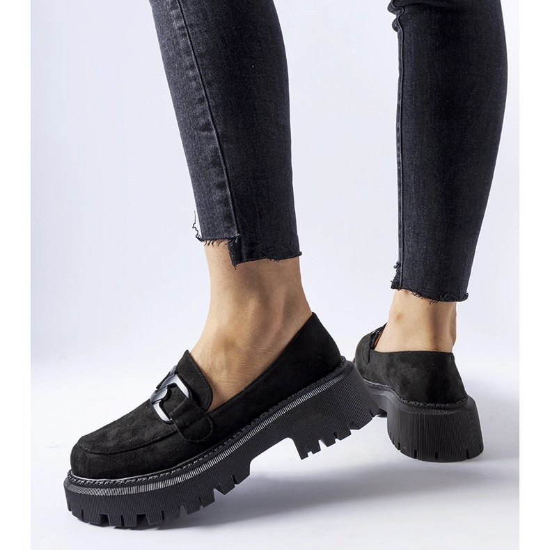 Mocassins en éco-daim Black Worth noir 1