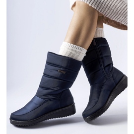 Boots de neige bleu marine à talon bas Reina 1