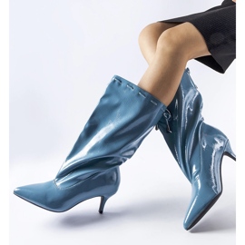 Bottines Clinton bleues à talon bas 2