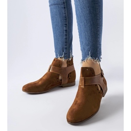 Bottines basses ajourées caramel de Lungodora brun 1