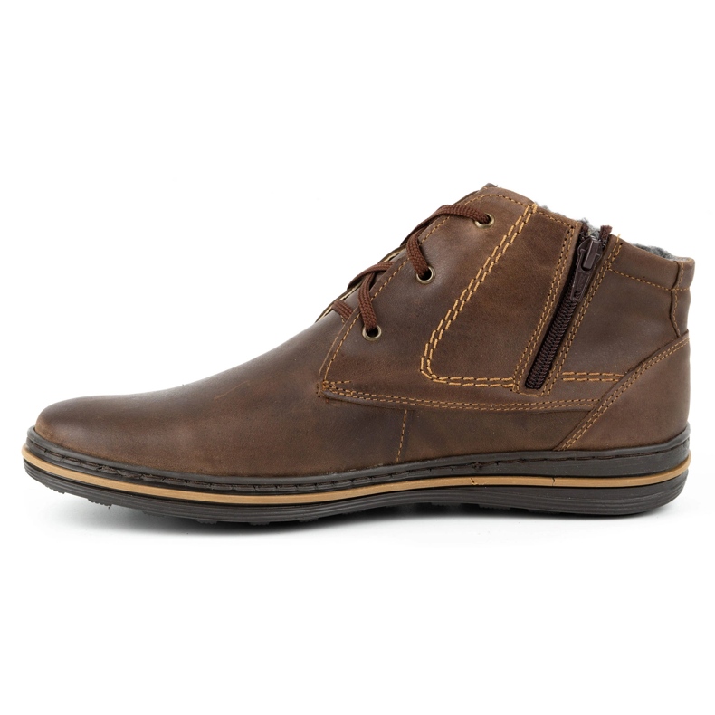 Polbut Chaussures en cuir masculin d'hiver 339 marron brun 1