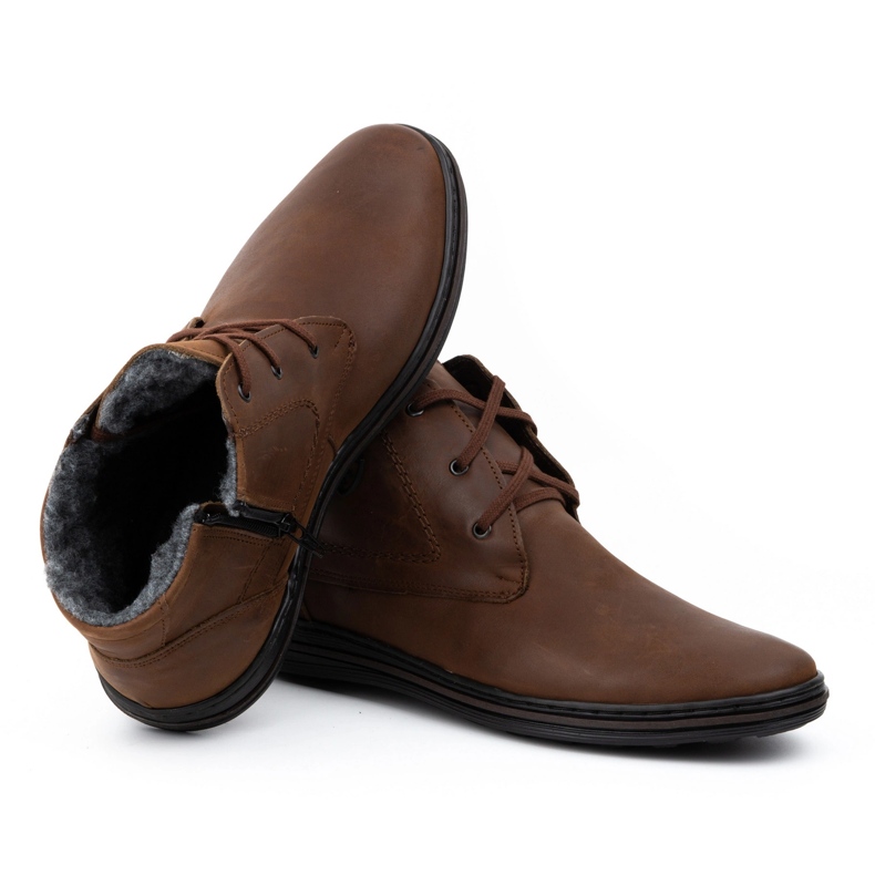 Polbut Chaussures en cuir masculin d'hiver 339 marron brun 4
