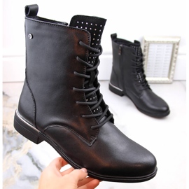 Bottes femme en cuir avec zircons, isolées noir, Filippo DBT4747 le noir 1