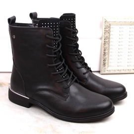 Bottes femme en cuir avec zircons, isolées noir, Filippo DBT4747 le noir 2