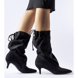 Bottines à enfiler en éco-daim en daim noir à talon haut le noir 2