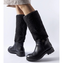 Boots noires ornées de fourrure des Plaines le noir 1