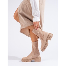 Bottines femme en daim haute beige Shelovet 1 Bottines femme en daim haute beige Shelovet 1