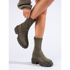 Bottines femme Shelovet en daim vert foncé 1