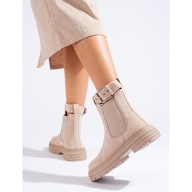 Bottines en daim beige avec boucle Shelovet 3