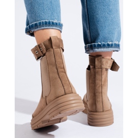 Bottines en daim kaki avec boucle Shelovet beige 3