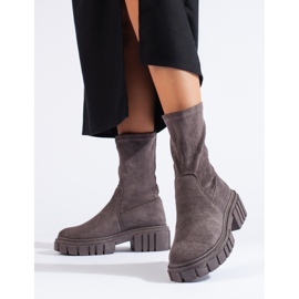 Bottines femme Shelovet en daim gris 1
