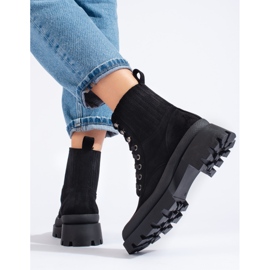 Bottines à lacets en daim noires Shelovet le noir 3
