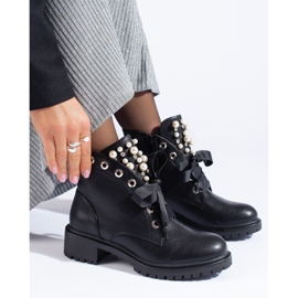 Bottes de travail noires avec perles Shelovet 1