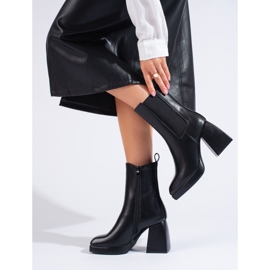 Bottines femme à talon large, noires Shelovet 1