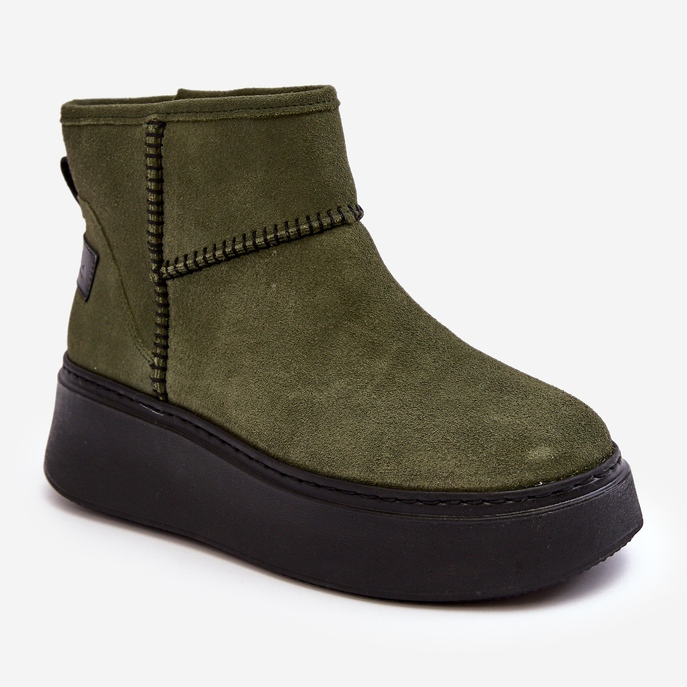 Bottes de neige en daim pour femmes Maciejka 06257-24 Olive vert 1