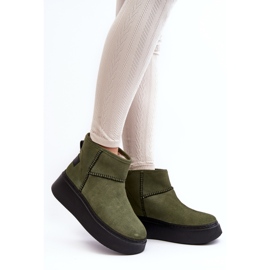 Bottes de neige en daim pour femmes Maciejka 06257-24 Olive vert 2