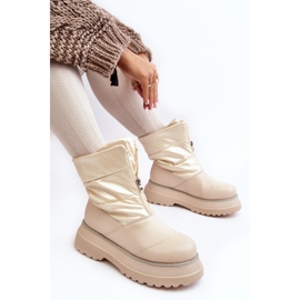 Bottes de neige pour femmes sur semelle épaisse avec fermeture éclair GOE MM2N4079 Beige 1