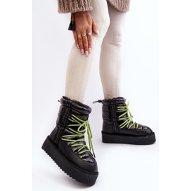 Bottes de neige pour femmes à semelle épaisse Vegan D.Franklin DFSH371007 Noir le noir 2