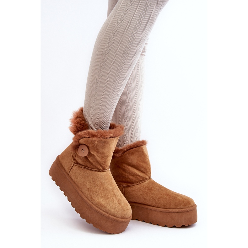 Bottes de neige à plateforme pour femmes avec fourrure Camel Vikas brun 2