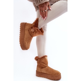 Bottes de neige à plateforme pour femmes avec fourrure Camel Vikas brun 5