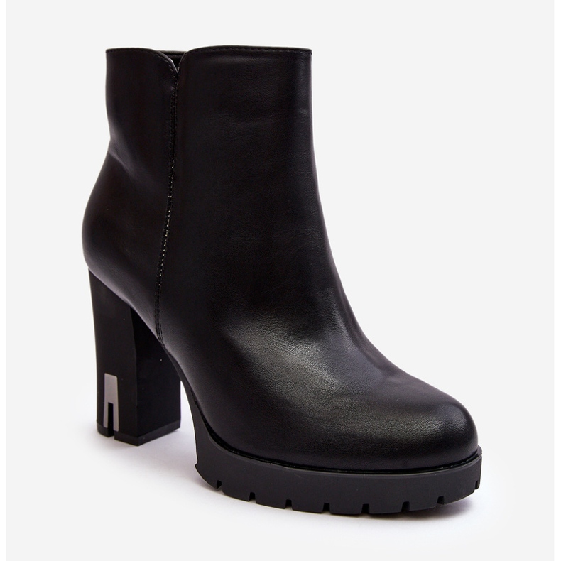 Bottines à talons hauts avec fermeture éclair pour femme, noir Rasoda le noir 1