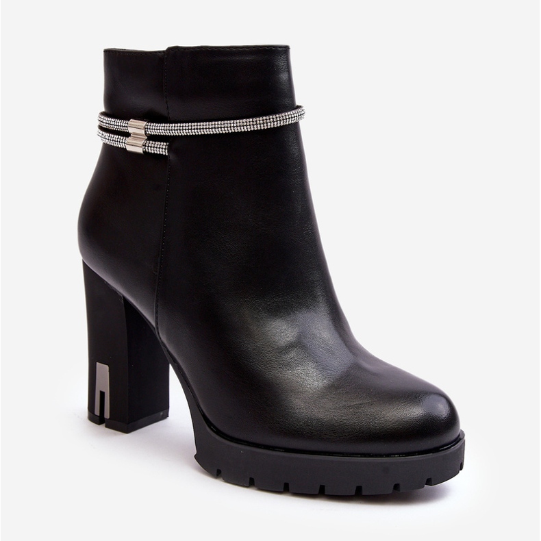 Bottines pour femmes avec décoration, noir Carolla le noir 1