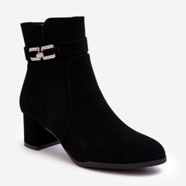 Bottines à talon bas pour femme avec décoration noir Numissa 1