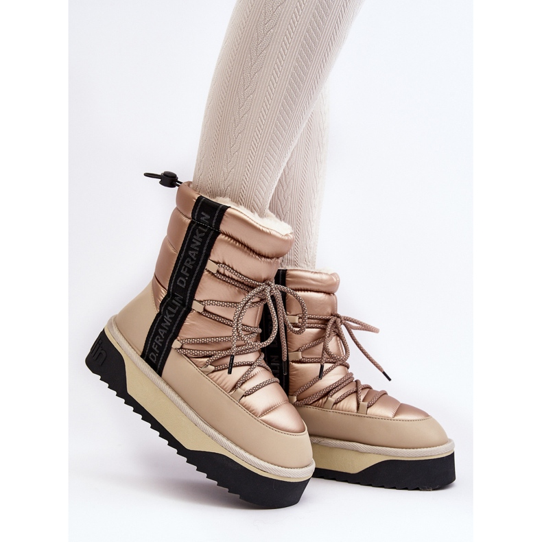 Bottes de neige pour femmes à semelle épaisse Vegan D.Franklin DFSH371006 Beige 2