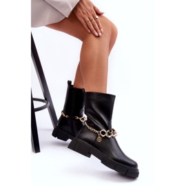Bottes Hautes En Cuir Avec Chaîne Noir Pugen le noir 6