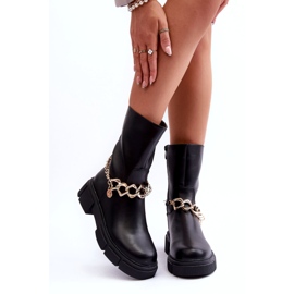 Bottes Hautes En Cuir Avec Chaîne Noir Pugen le noir 4 Bottes Hautes En Cuir Avec Chaîne Noir Pugen le noir 4