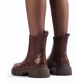 Bottines Chelsea ajourées marron Shelovet brun 2 Bottines Chelsea ajourées marron Shelovet brun 2