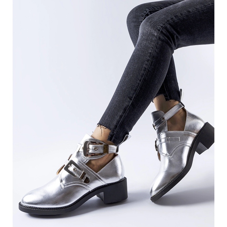 Bottines Ritaldi montantes métallisées brillantes argent 1