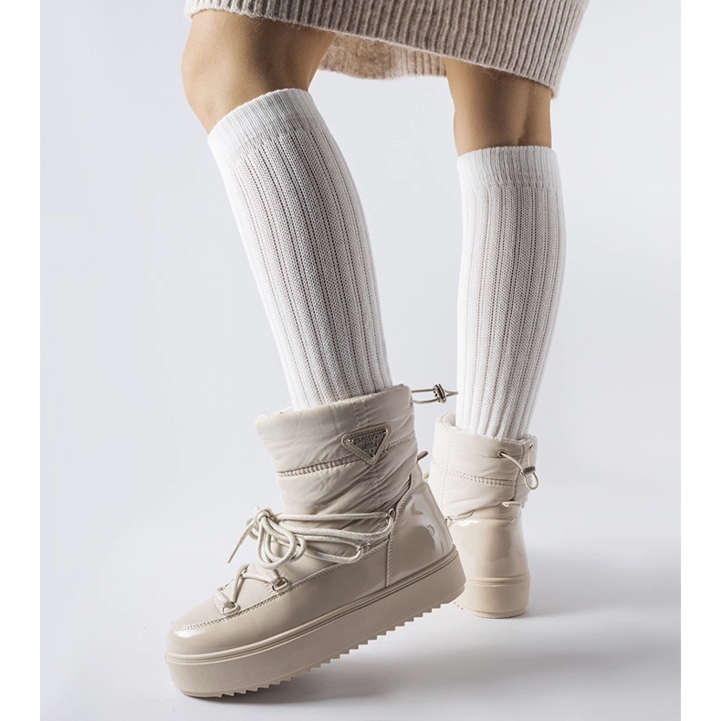 Bottes de neige isolées beiges avec élastique Oslavia 1